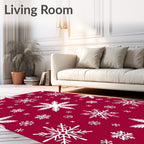 Crimson Snowflake Holiday Tile Rug