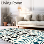 Black Reindeer Forest Winter Charm Rug