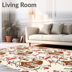 Whimsical Gingerbread Houses Red Detail Rug