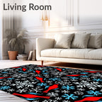 Whimsical Red Birds Snowflakes Whiteness Rug