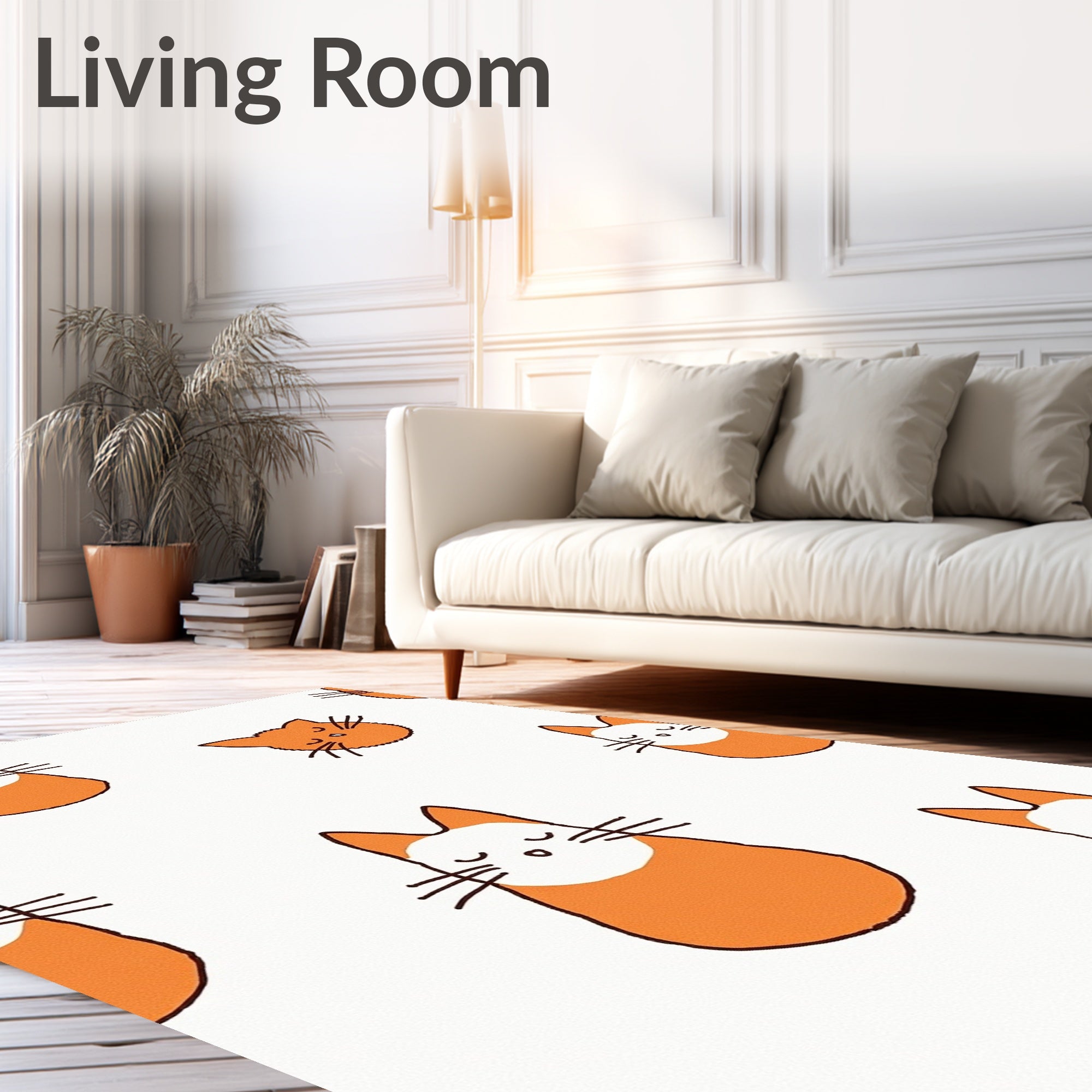 Orange Feline Whimsy Repeat Rug