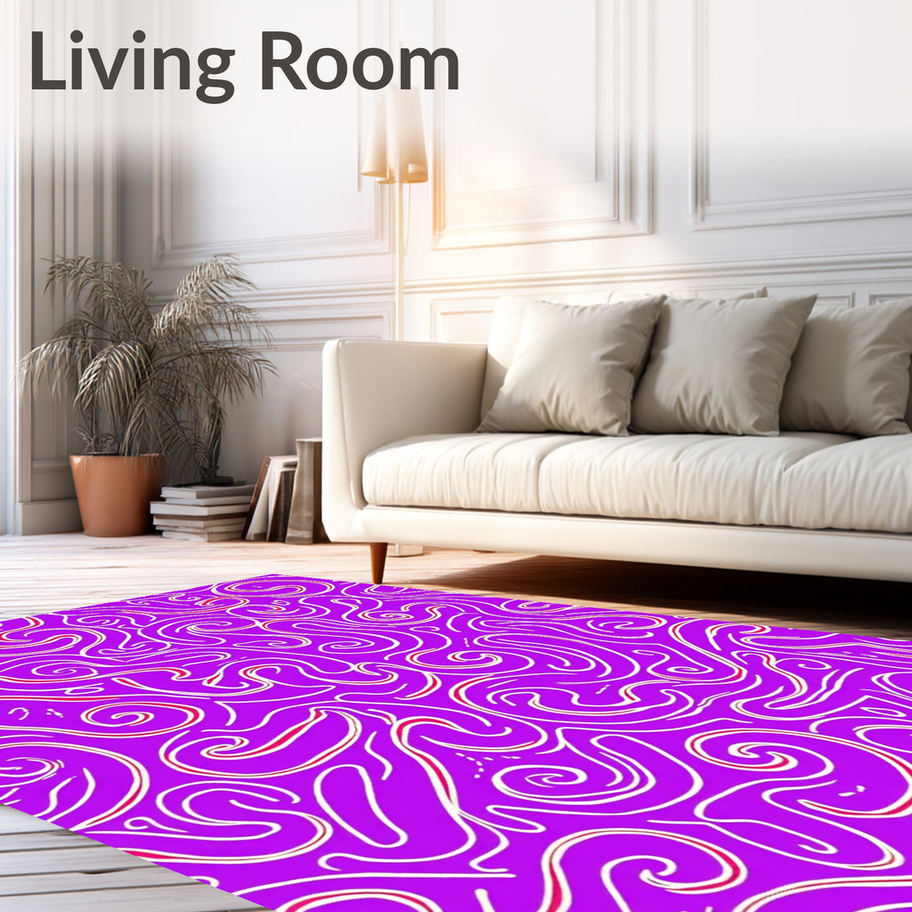Curling Lavender Amoeba Lines Rug
