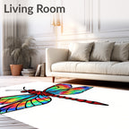 Vibrant Rainbow Dragonfly Winged Creature Rug