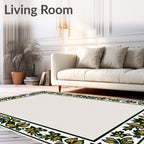 Emerald Yellow Floral Border Rug