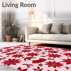 Crimson Poinsettia Santa Duo Rug