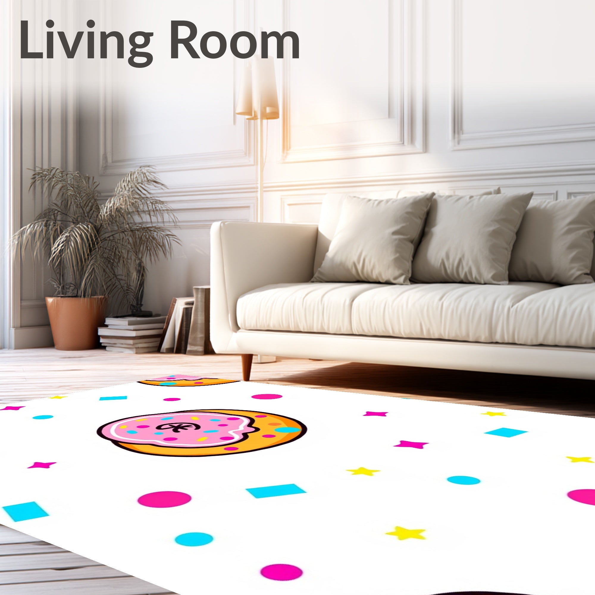 Sweet Pink Donut Confetti Celebration Rug