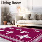 Plum With White Butterfly Field Rug