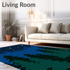 Starry Night Forest Trees Rug