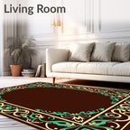 Rich Brown Floral Scroll Frame Rug