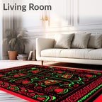 Festive Red Green Bell Garland Rug