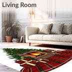 Classic Red Plaid Christmas Tree Rug