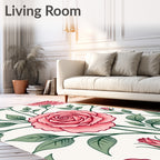 Pink Rose Garden Botanical Arrangement Rug