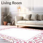 Pink Heart Filigree Border Rug