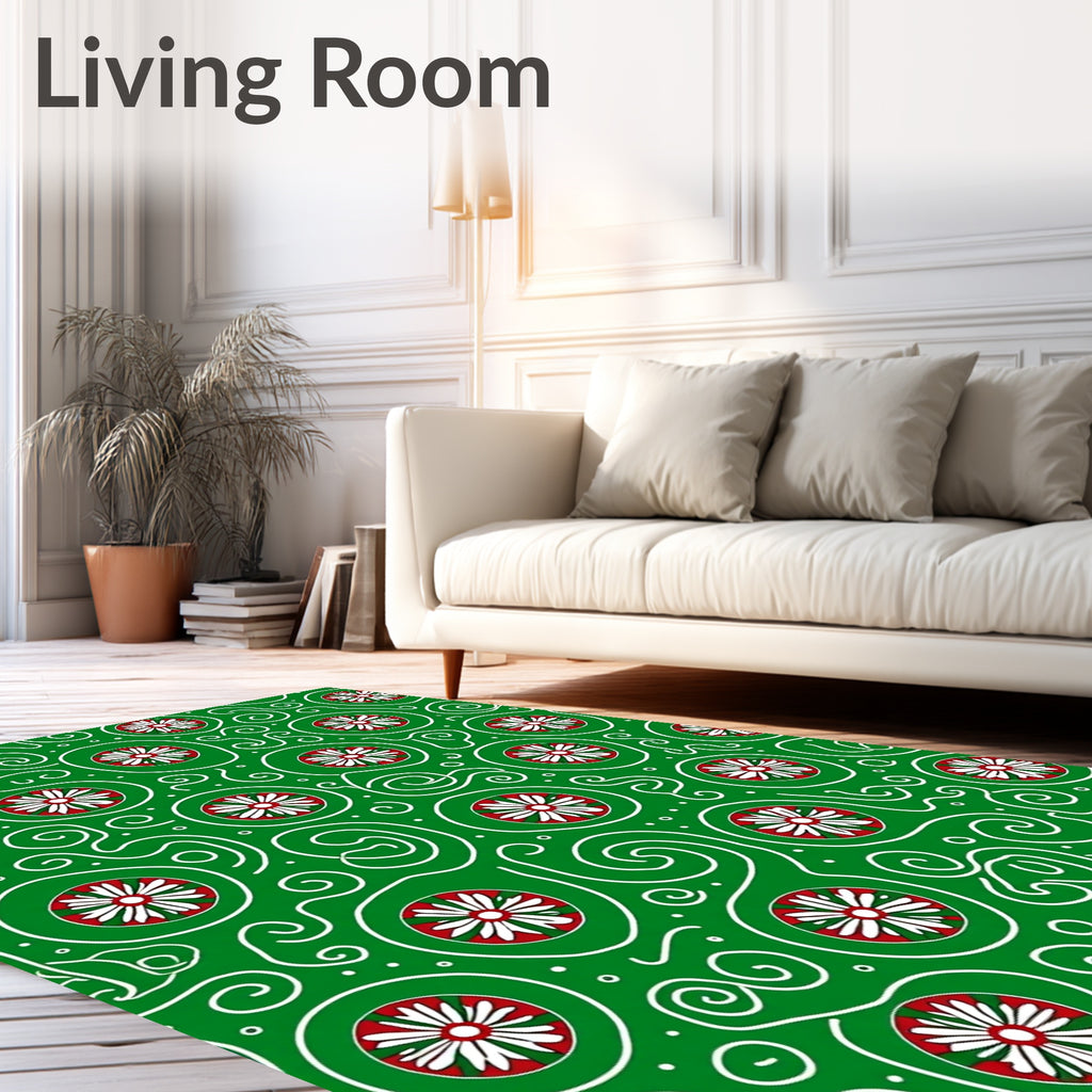 Christmas Ornament Medallion Swirl Rug