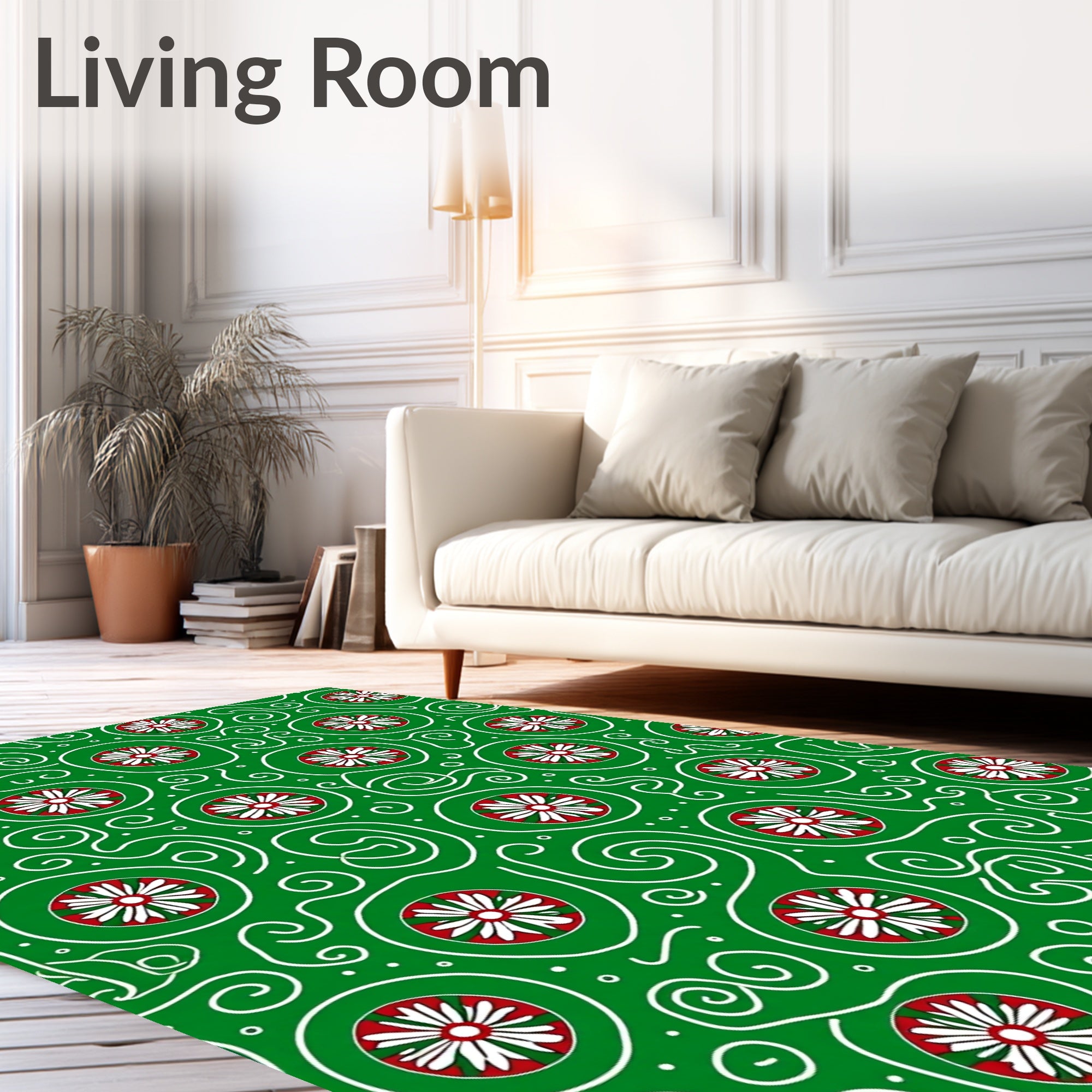 Christmas Ornament Medallion Swirl Rug