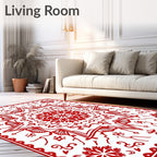 Crimson Snowflakes Starburst Rug