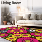 Whimsical Dog Flower Garden Rug