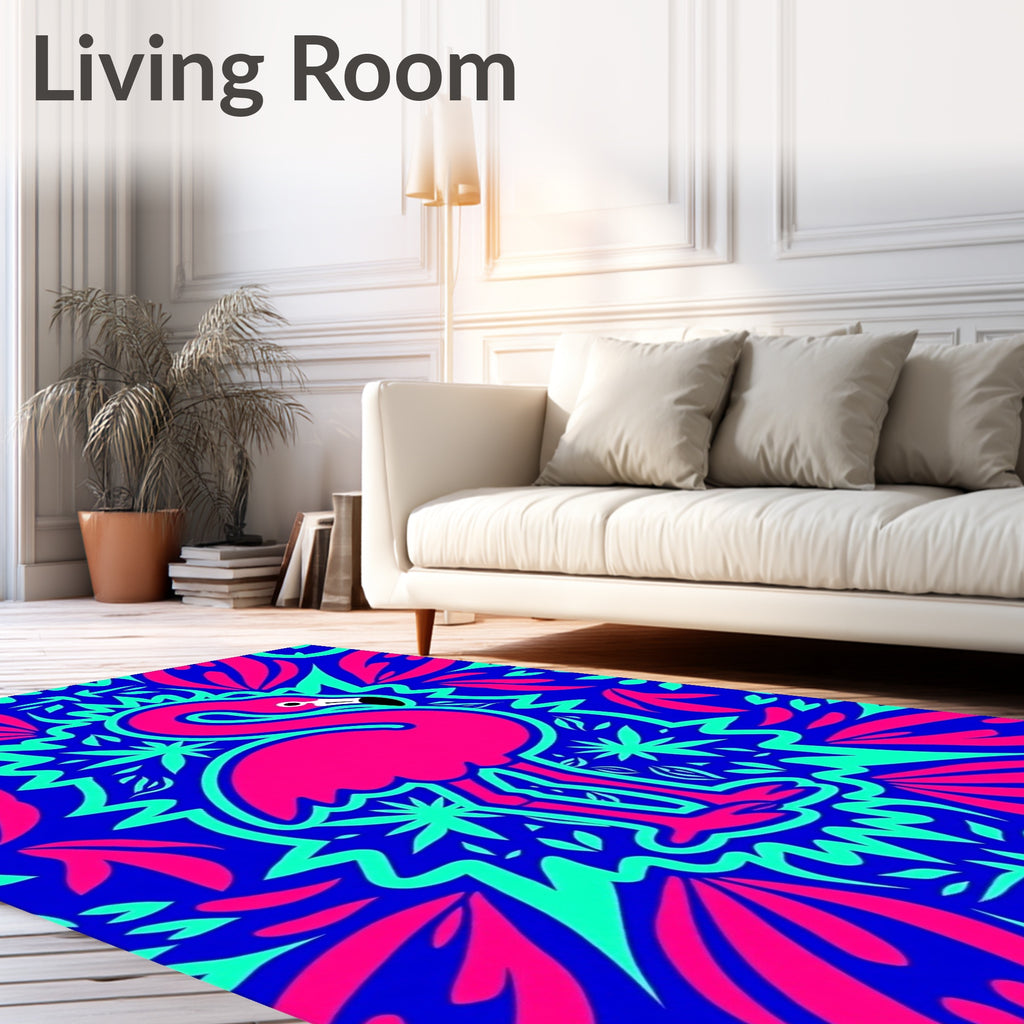 Vibrant Pink Flamingo Tropical Mandala Rug