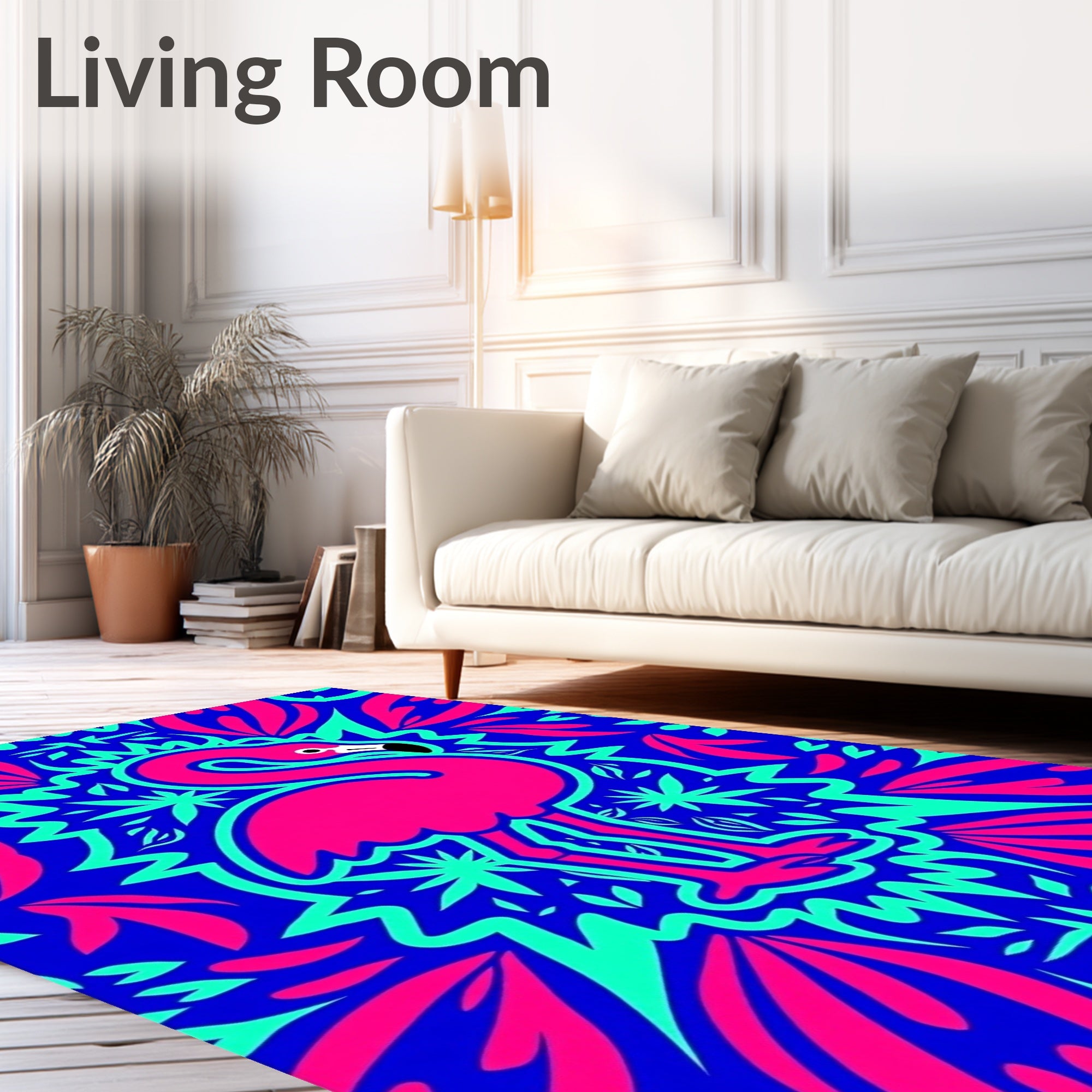 Vibrant Pink Flamingo Tropical Mandala Rug