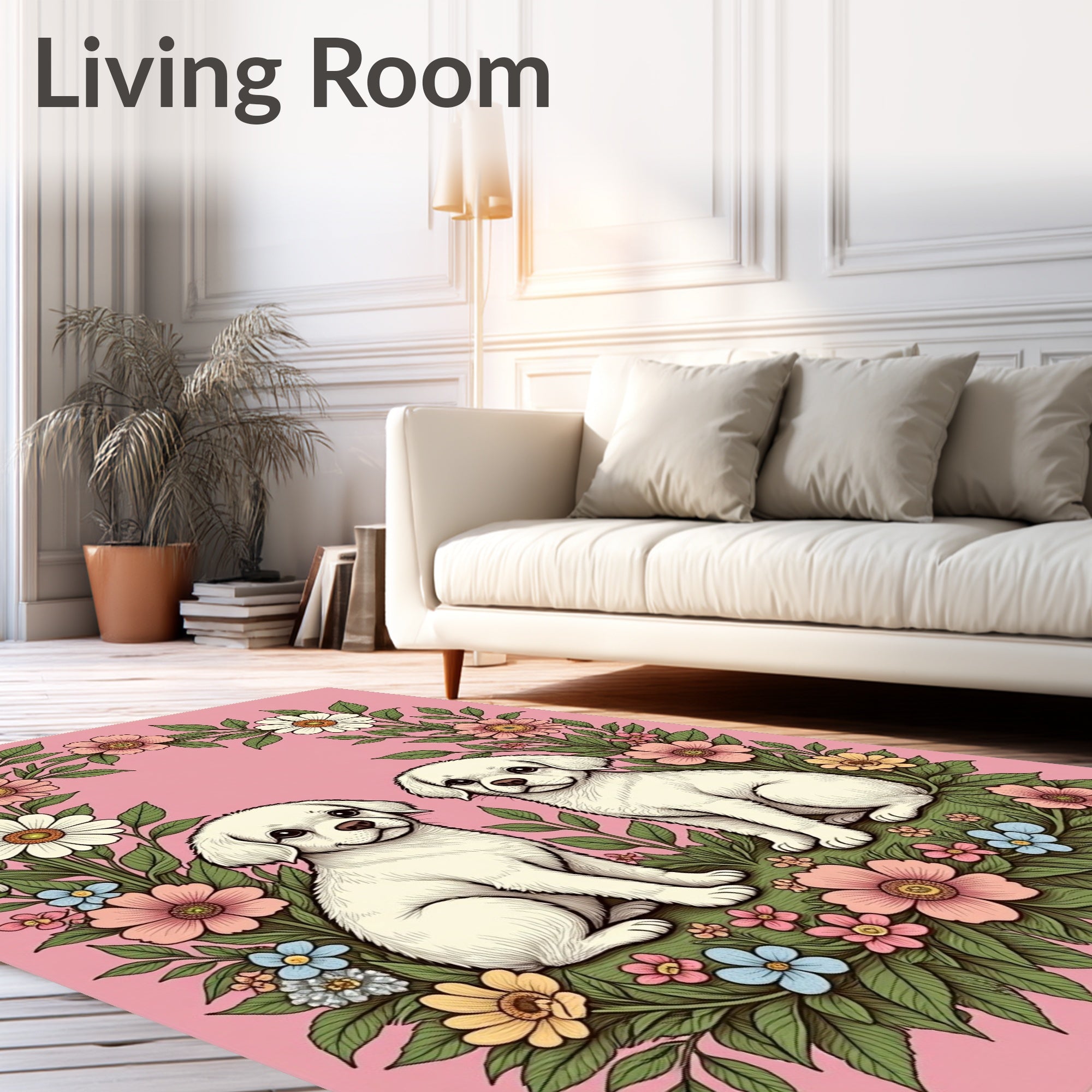 Sweet Puppy Floral Meadow Garden Rug