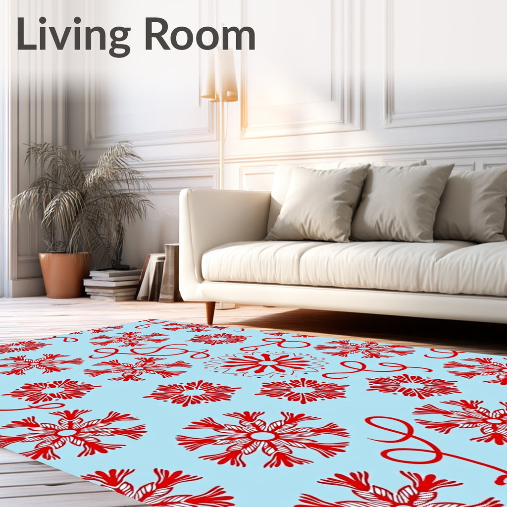 Crimson Snowflake Mandala Ballet Ribbon Rug