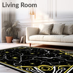 Cosmic Black Yellow Starry Meadow Rug