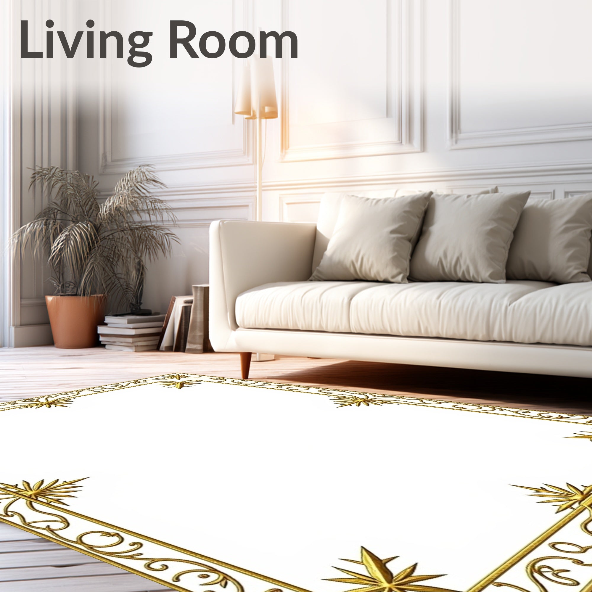 Ornate Gold Starburst Border Rug