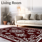 Crimson White Floral Mandala Medallion Rug