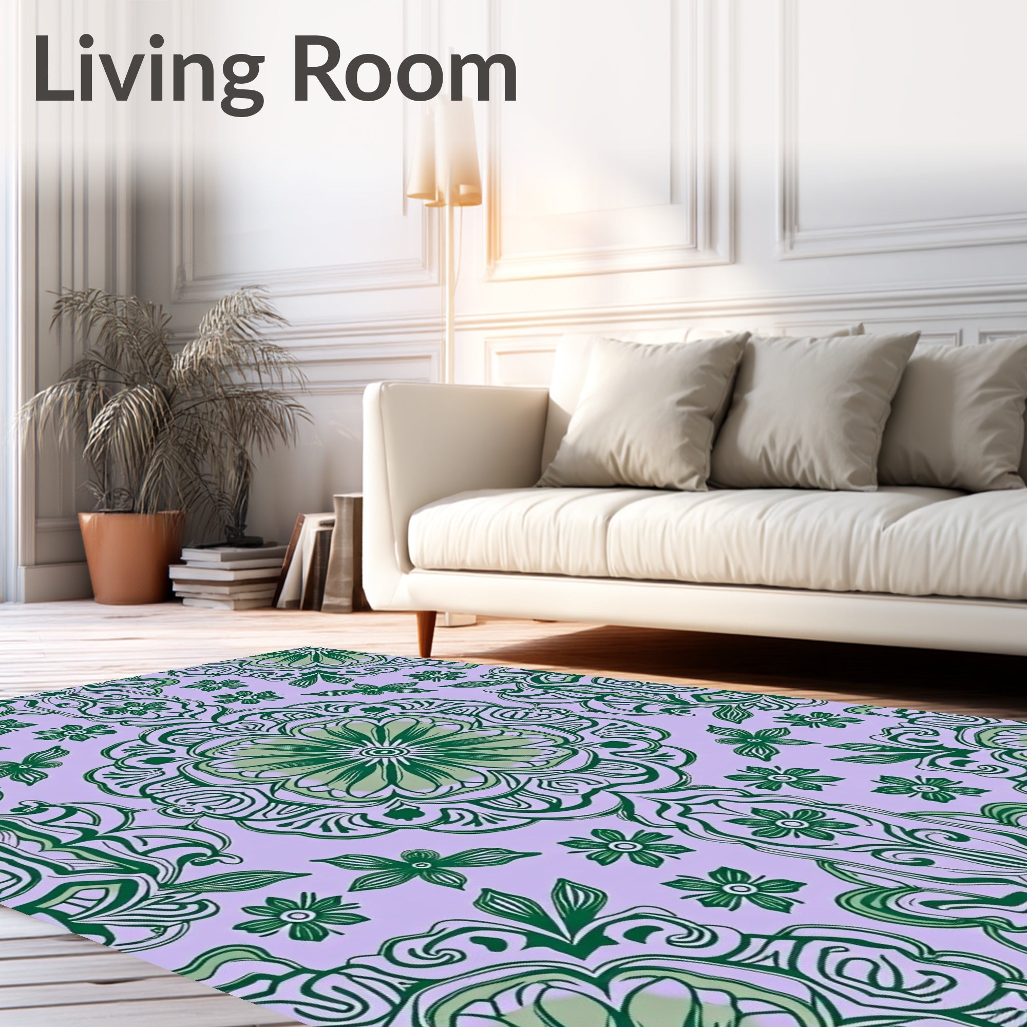 Emerald Vine Mandala Lavender Rug
