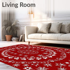 Deep Red Starburst Mandala Rug