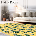 Yellow Firs Snowflakes Winter Scene Rug