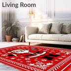 Jolly Santa Claus Snowflake Holiday Rug