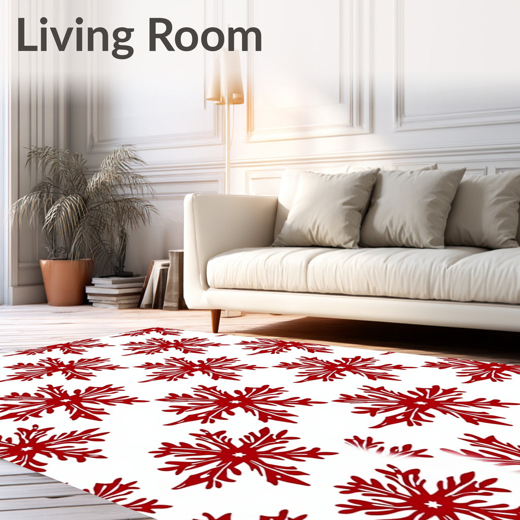 Crimson Snowflake Graphic Repeat Rug