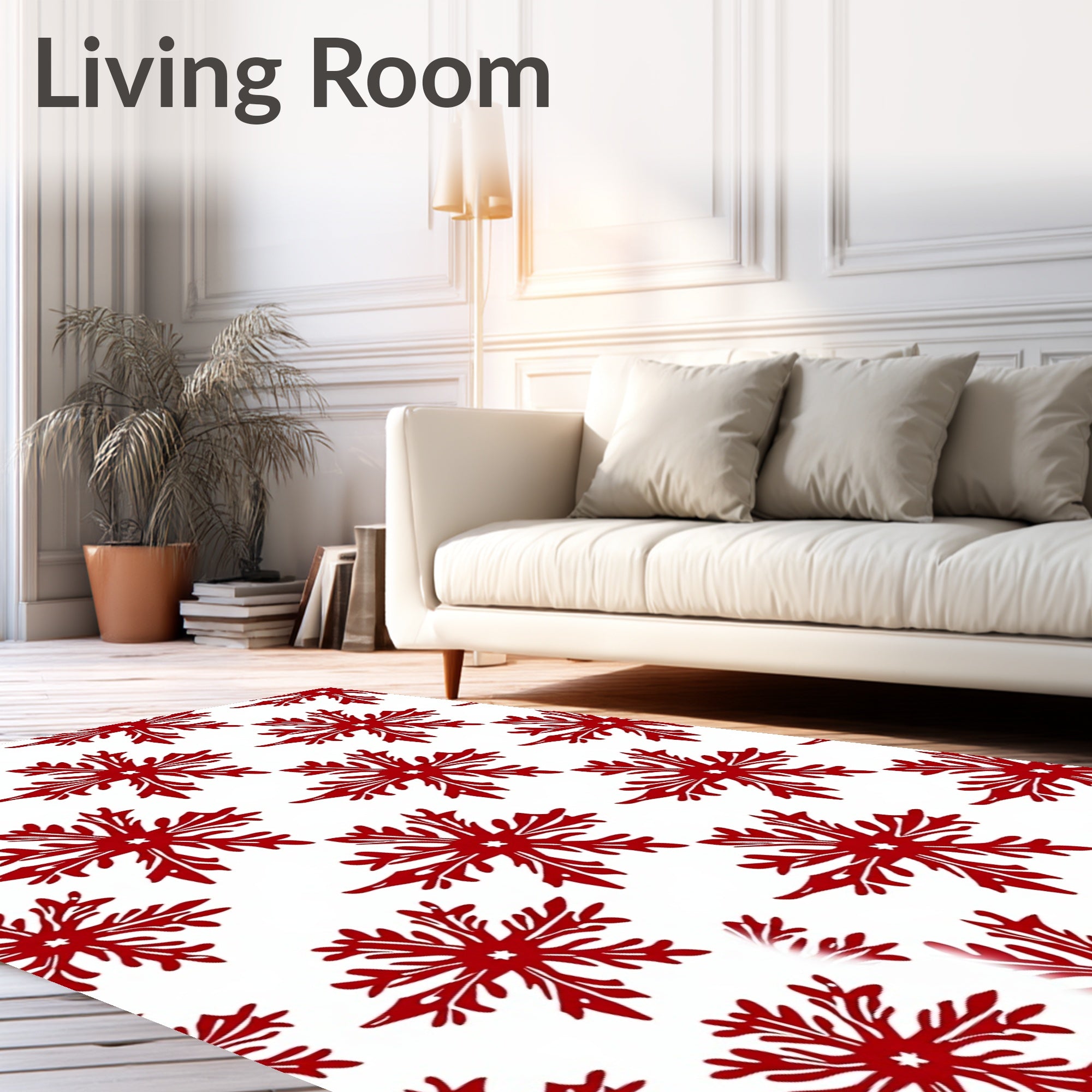Crimson Snowflake Graphic Repeat Rug