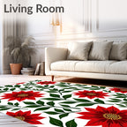Bold Red Floral Swirls Rug