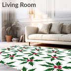Winter Green Red Holly Clusters Rug