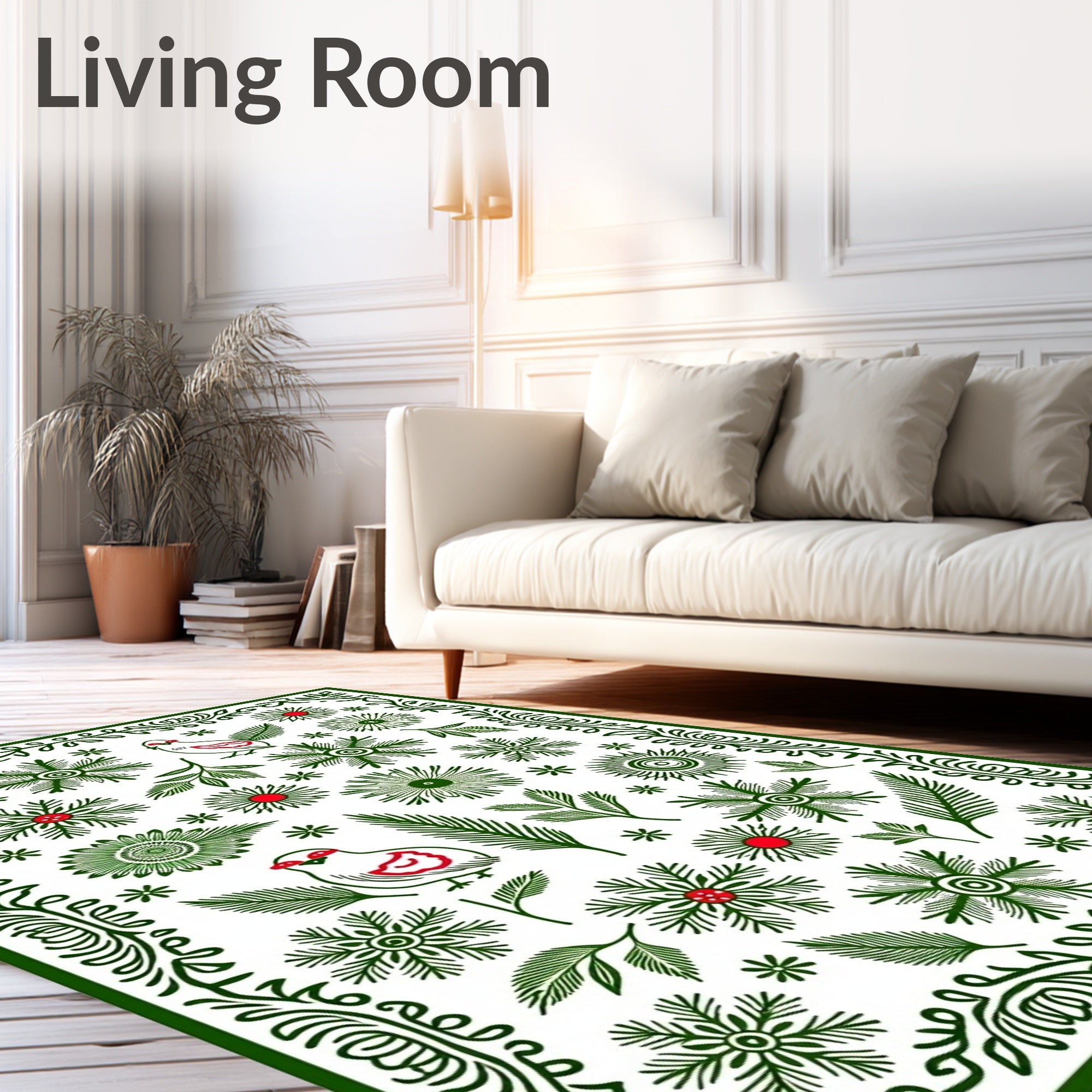 Whimsical Birds And Greenery Garden Rug