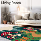 Enchanted Forest Mushroom Woodland Animals Rug