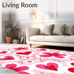 Pink Red Heart Flower Garland Rug
