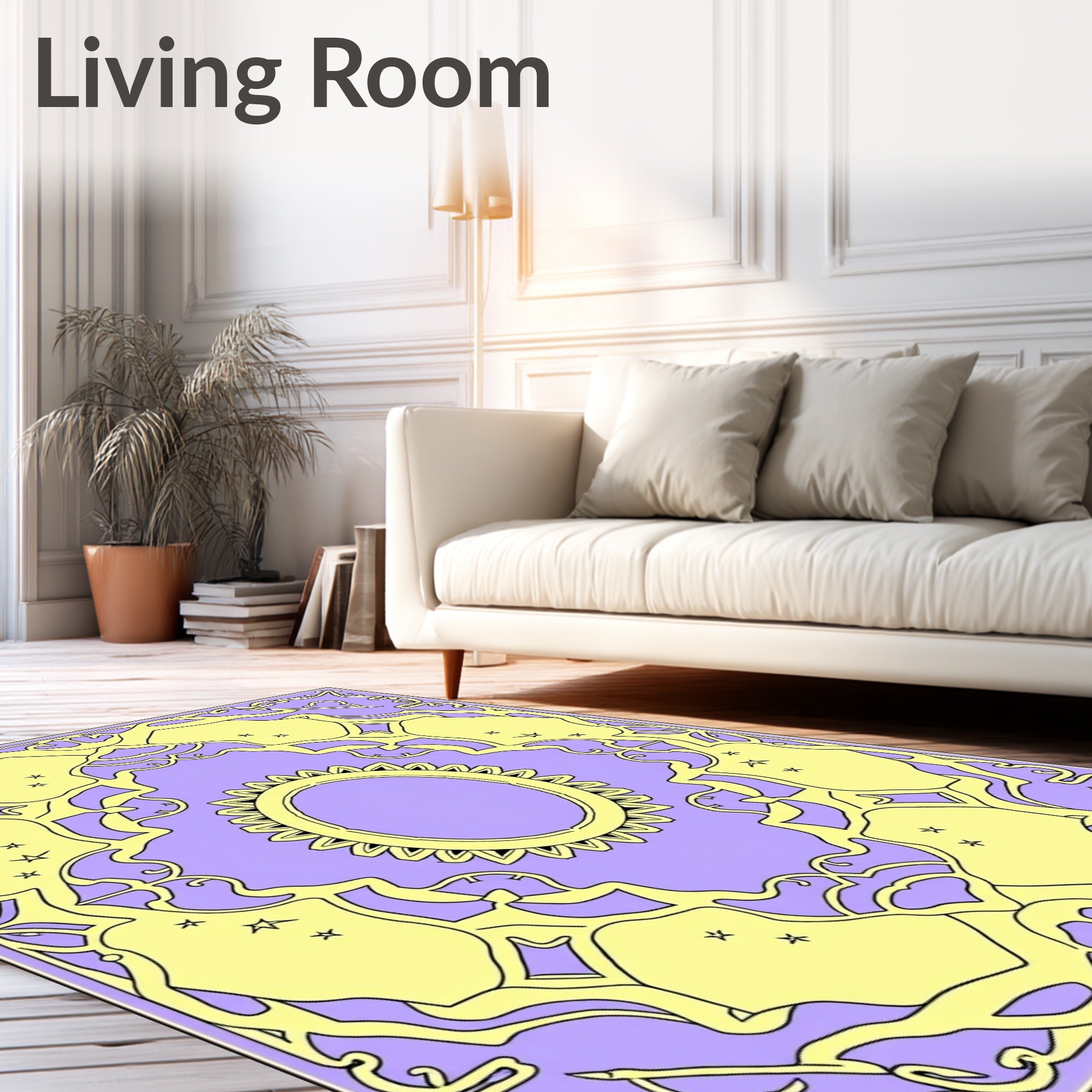 Lilac Golden Organic Sunburst Rug