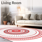 Crimson concentric circles mandala Rug