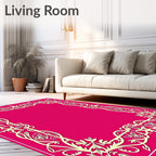 Baroque Ivory Floral Frame Rug