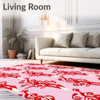 Crimson Swirl Creatures Abstract Rug
