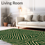 Emerald Green Wavy Lines Geometric Rug