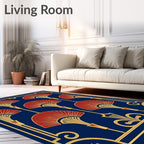 Crimson and Gold Egyptian Fan Rug