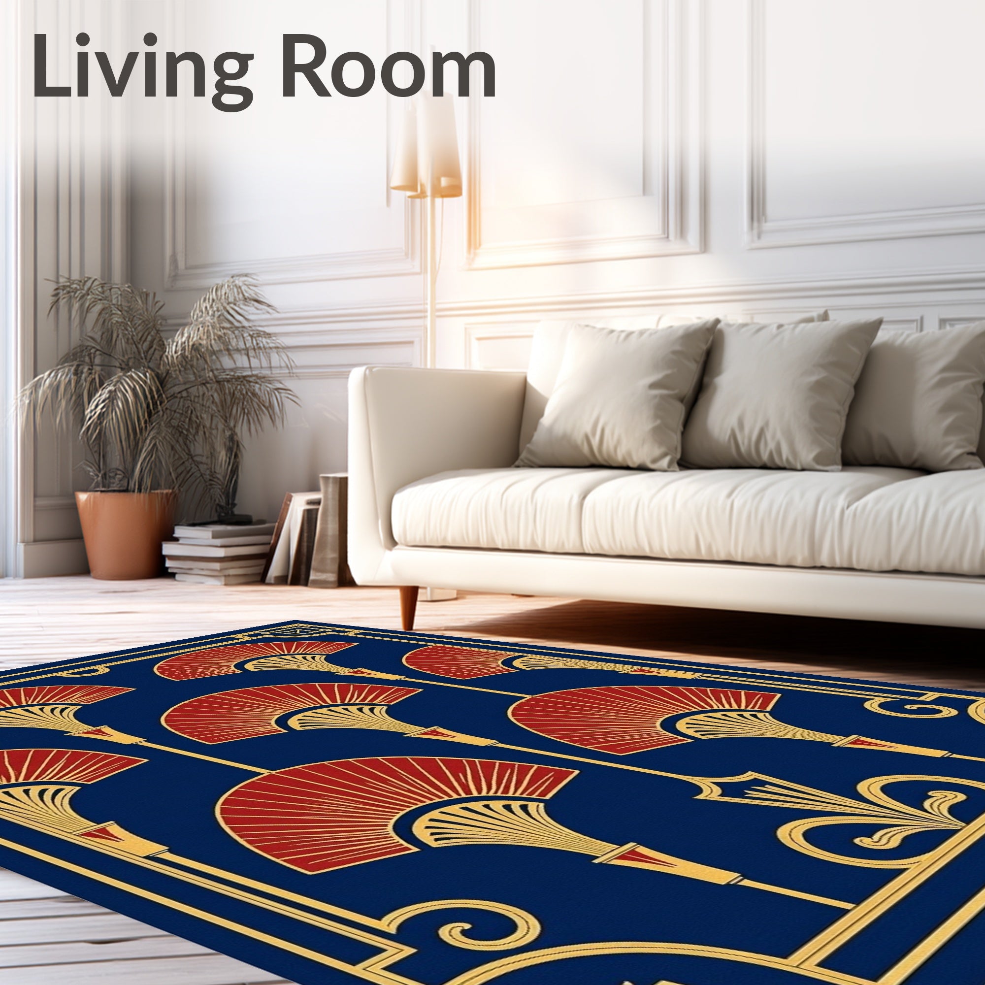 Crimson and Gold Egyptian Fan Rug