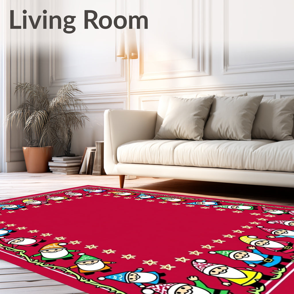 Festive Gnome Border Christmas Rug