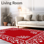 Crimson White Floral Border Medallion Rug