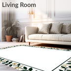 Emerald Green Golden Foliage Border Rug