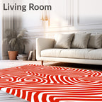 Vibrant Red Swirl Maze Rug